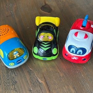 VTech and JR Colorful Toy Car Trio, all talk. Toddler size.